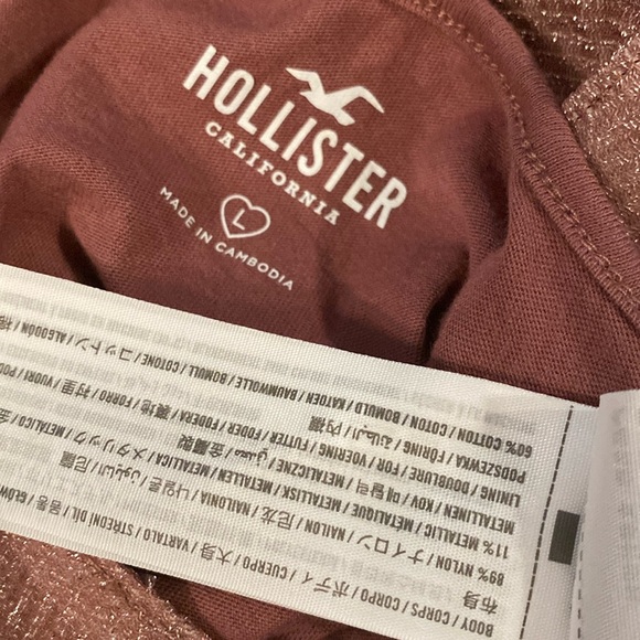 HOLLISTER - top & tank: taupe metallic sheer button down l/s w detach. tank - L - Picture 5 of 16